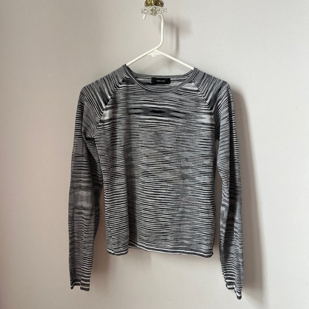 VERO MODA grayscale y2k striped long sleeve top